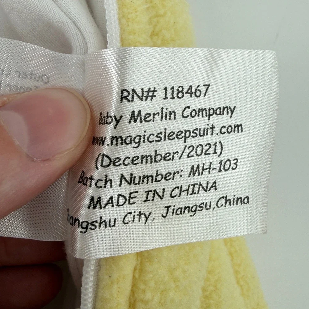 Baby Merlin's Magic Sleepsuit Yellow Large 6-9 Months 18-21 lbs Polyester Fleece